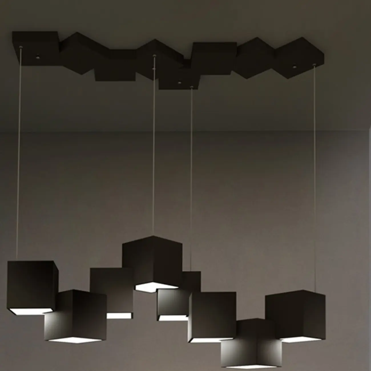 White Cube Modern Island Pendant Light, Adjustable