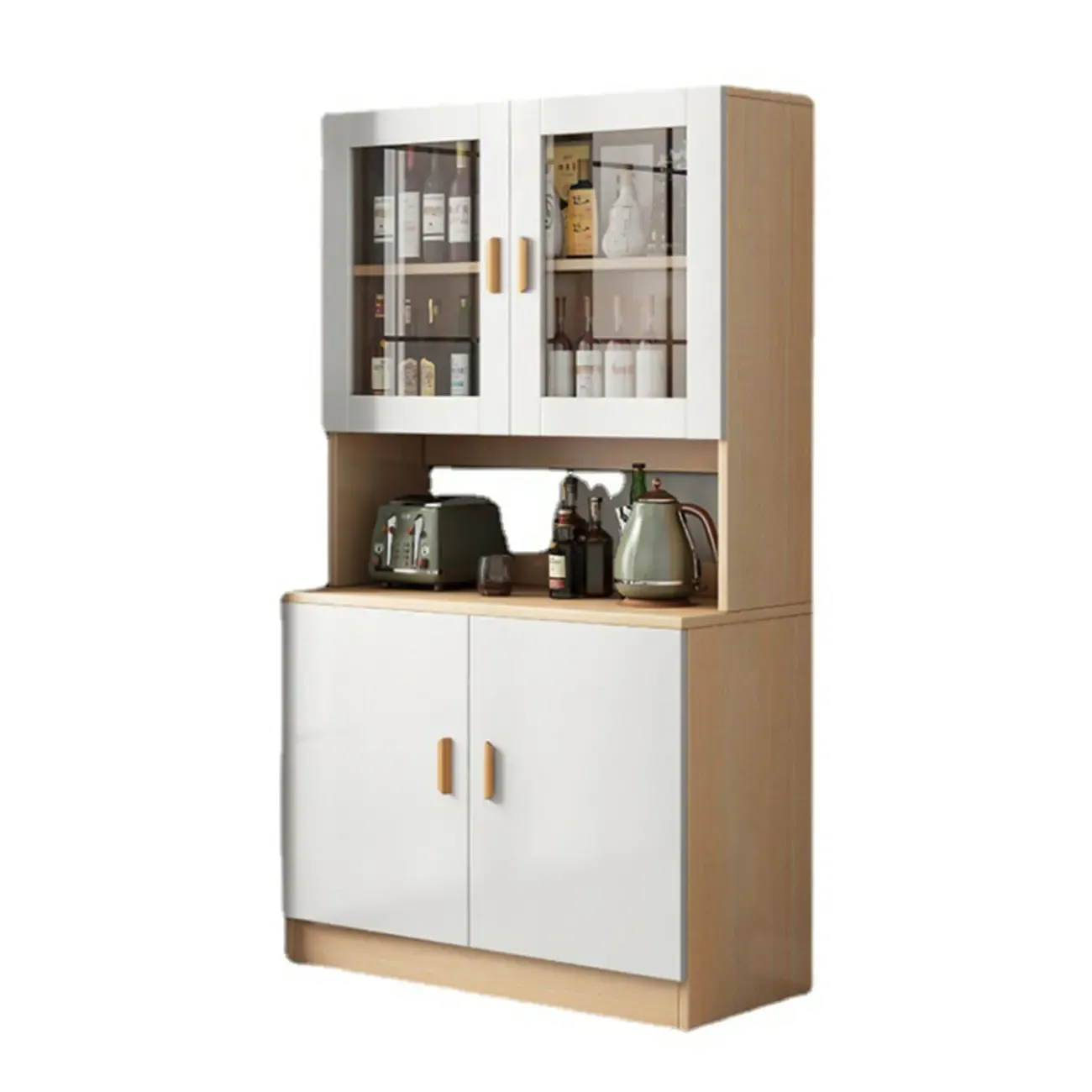 Modern Wooden Sideboard with Cabinets & Shelves