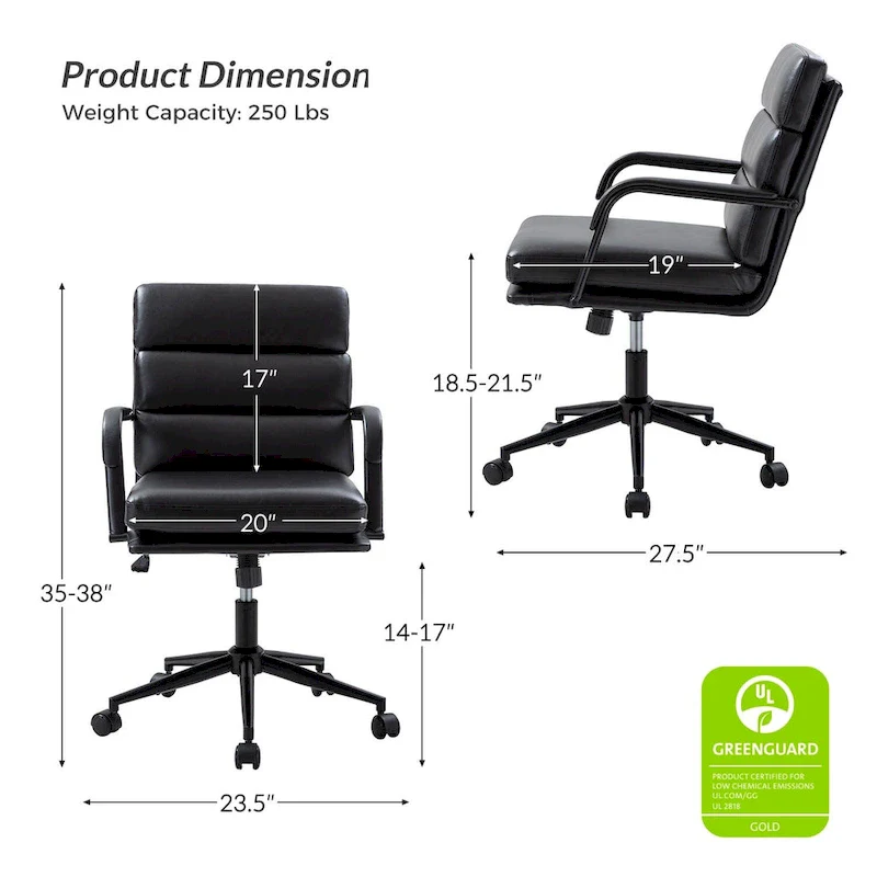 Modern Task Faux Leather Chair with Tilt Lock and Center Tilt by