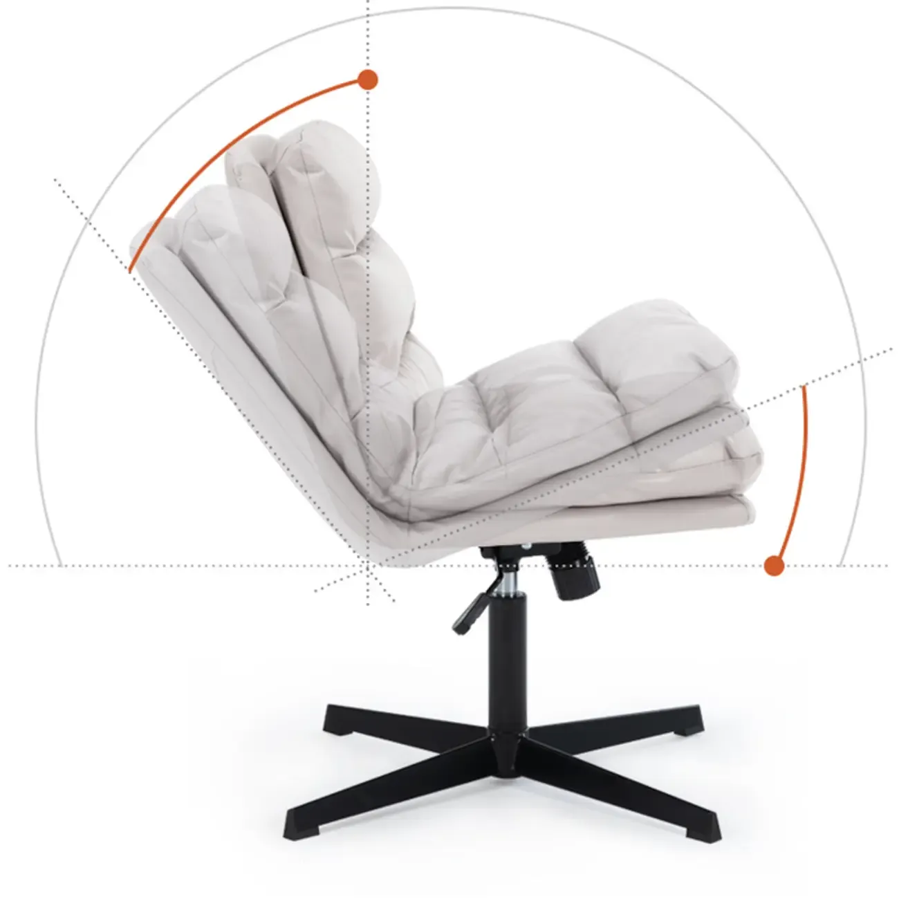 Casual Beige Leather Adjustable Office Chair