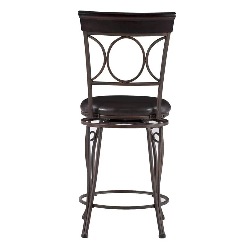 Linon Black Spiral Back Faux Leather Counter Stool