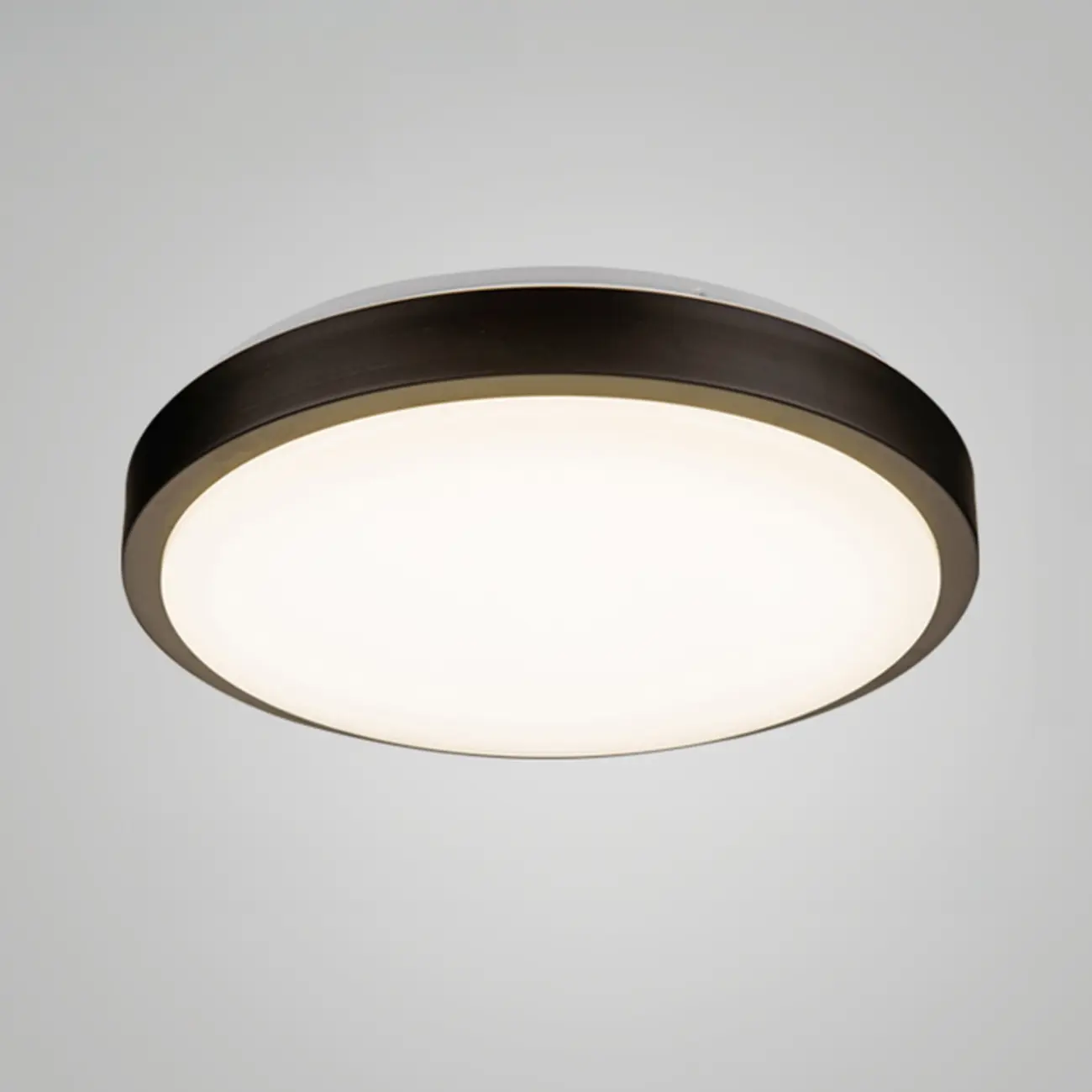 Industrial Black Round Warm LED Flush Mount Ceiling Light