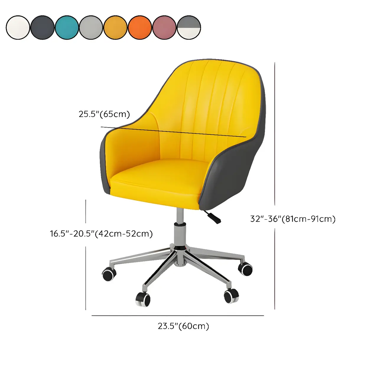 Modern Yellow Leather Swivel Office Chair