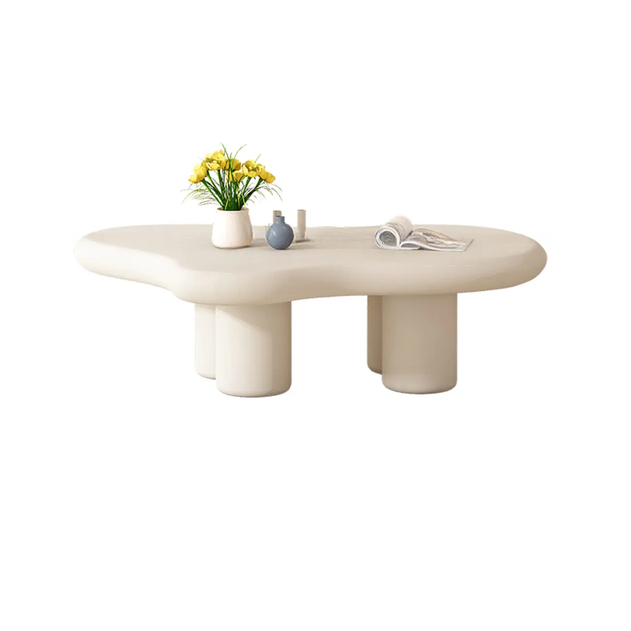 Modern White Irregular Coffee Table with Minimalist Design