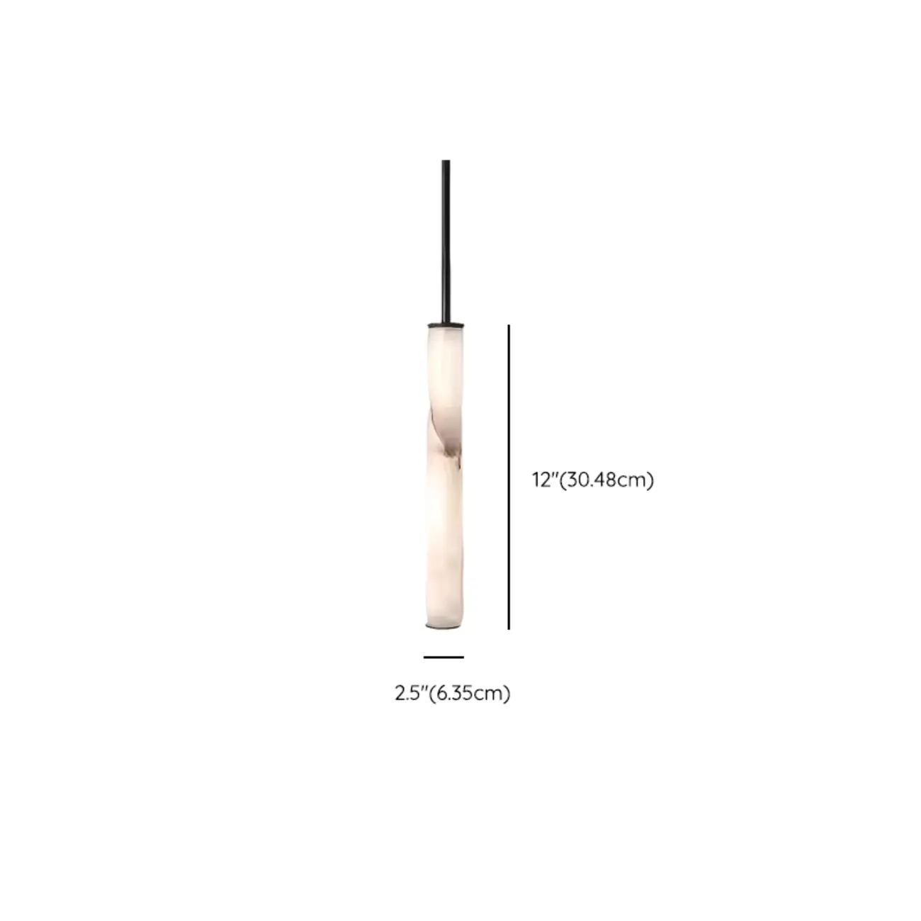 Modern Black Metal Alabaster Cylinder LED Pendant Light