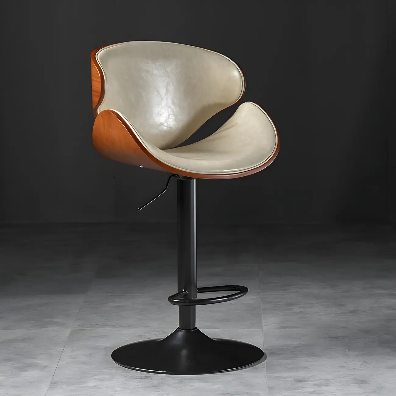 Modern Adjustable Leather Swivel Bar Stools with Backs