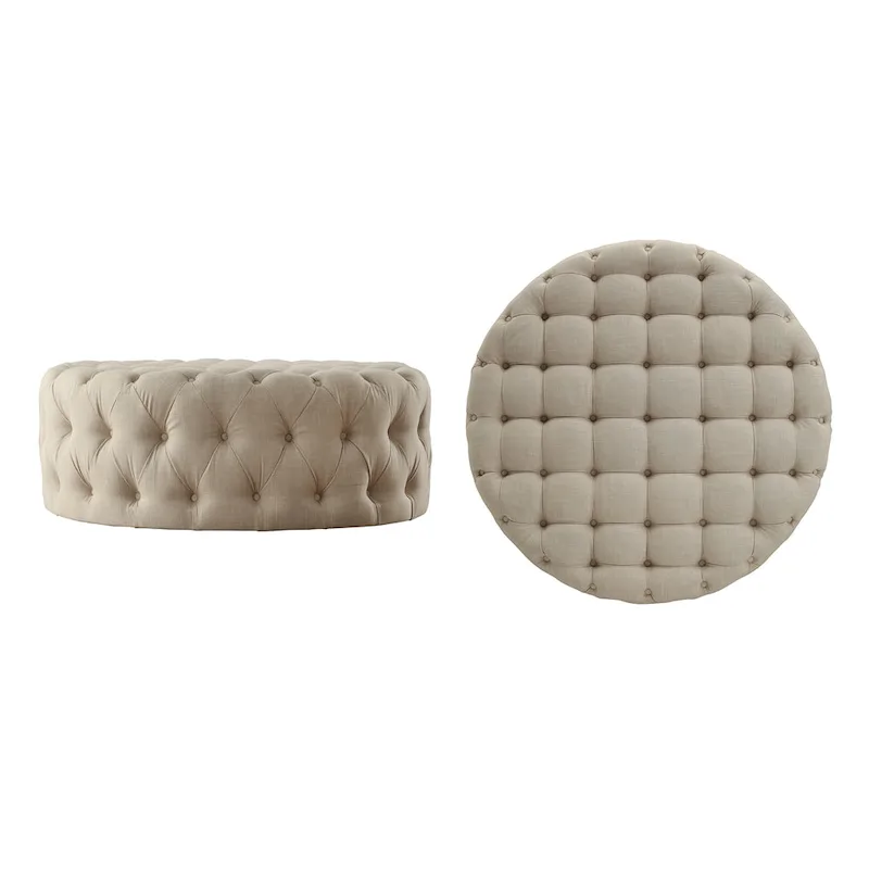 Gdansk Round Tufted Ottoman with Casters