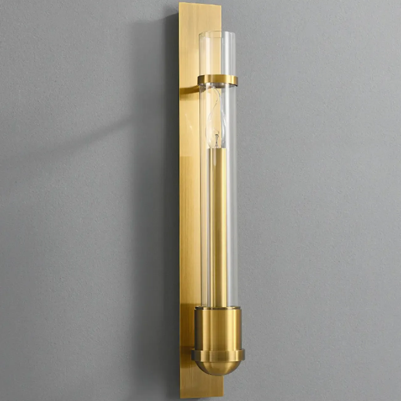 Medium Cylinder Glass Gold LED Wall Sconce Light Fixture