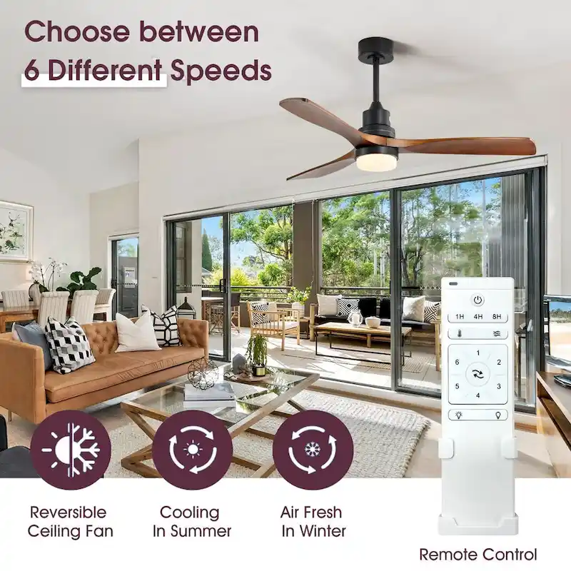 52  Ceiling Fan Light with 6 Speed Remote