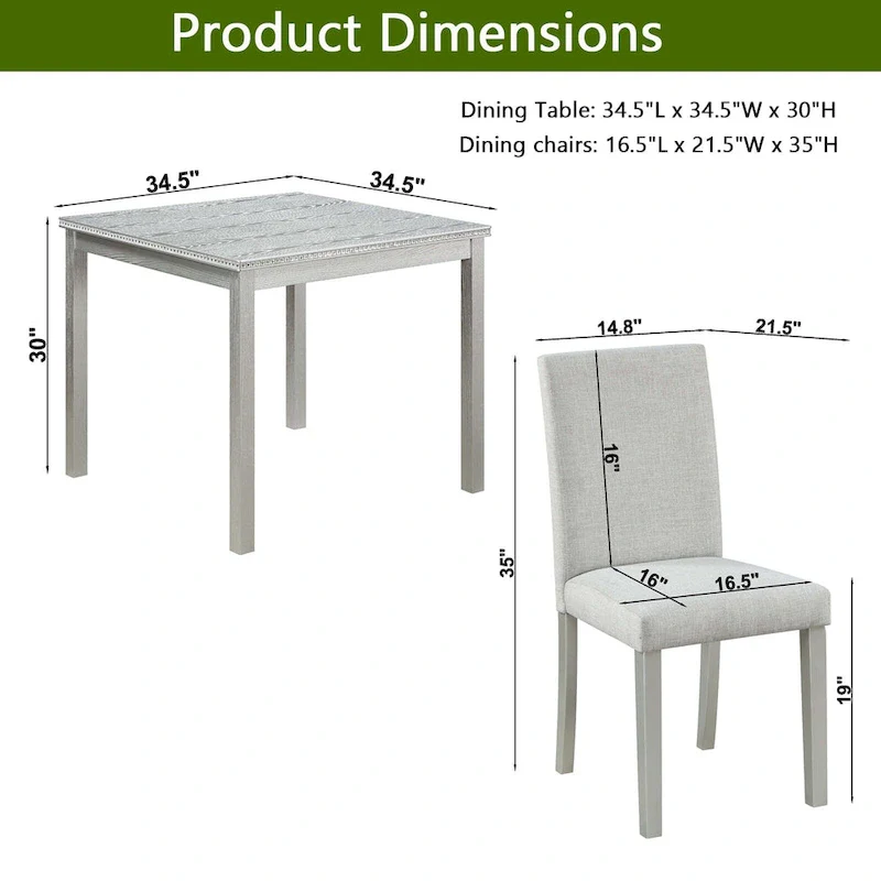 5 Piece Wooden Dining Table Set