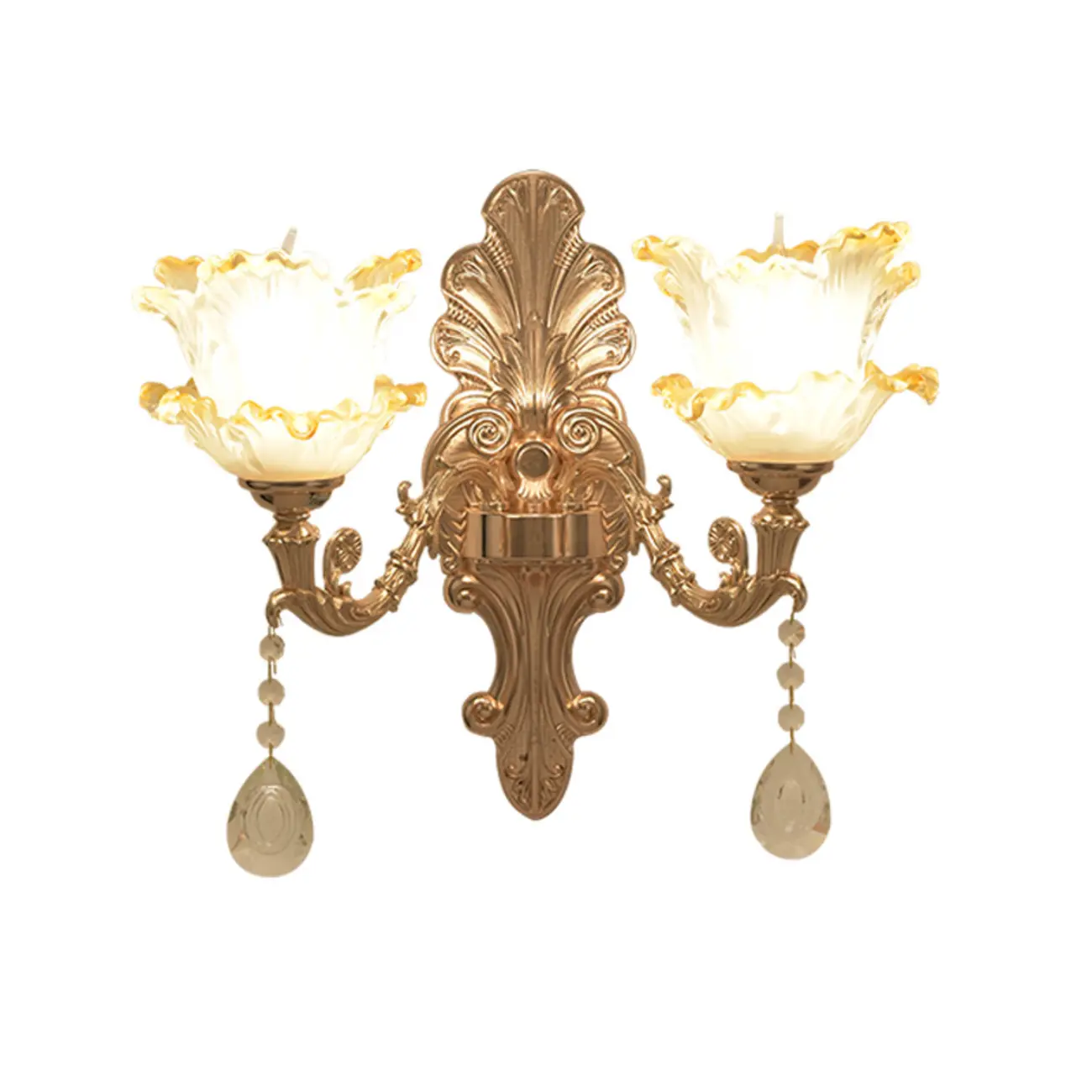 Mini Antique Gold Wall Sconce with Geometric Crystal Shade