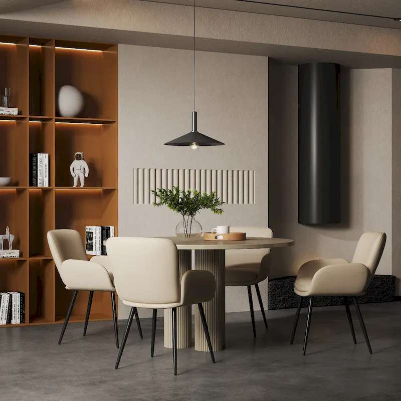 Set of 2 Cat-Scratch Resistant Dining Chairs with Gold Metal Legs