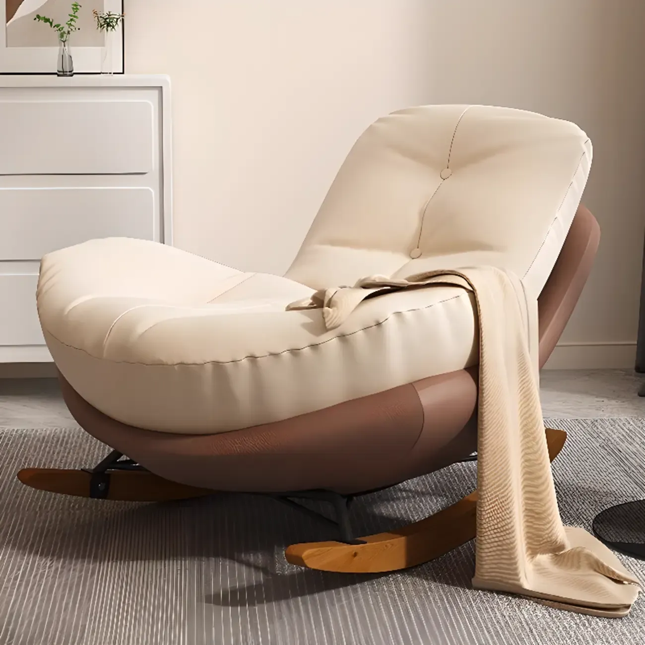 Scandinavian Upholstered Rocking Chair with Optional Ottoman