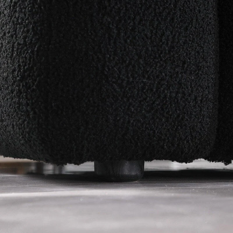 84.3 Luxurious Large Boucle Sofa 3 Seater Marshmallow Upholstered Sofa with 2pc Square Accent Pillows and Square Arm