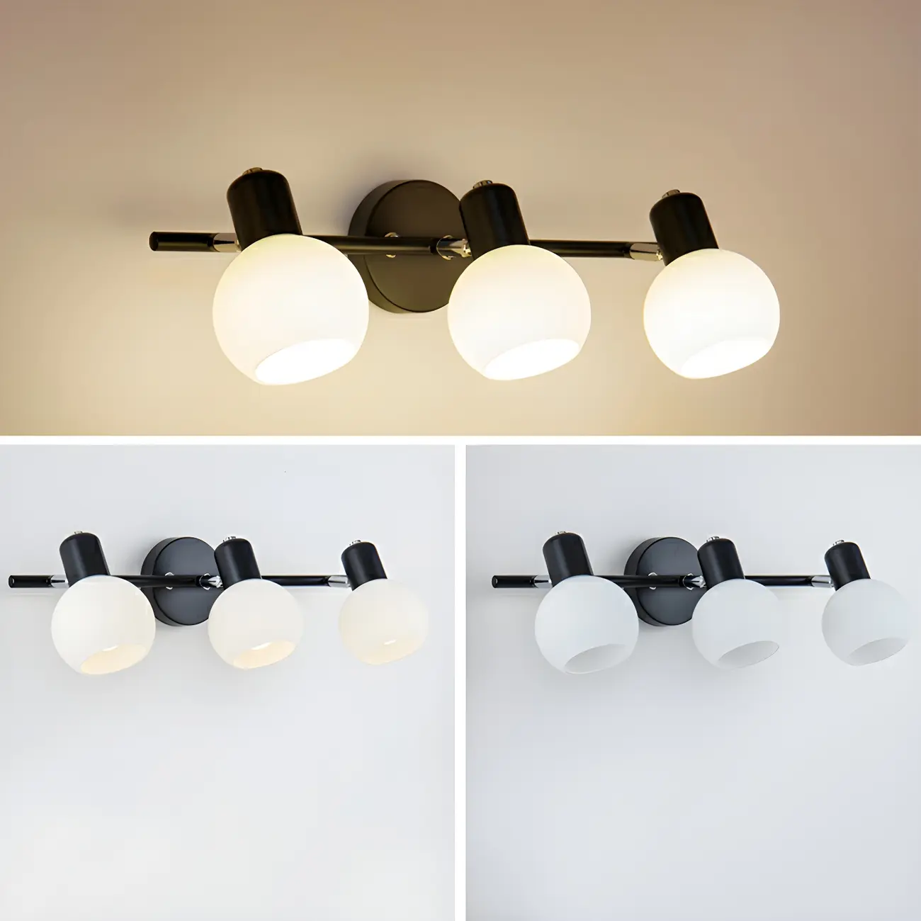 Modern Metal Black Glass Dome Bathroom Vanity Light