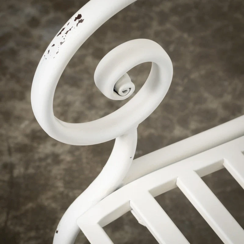 Sullivans Crisp White Metal Garden Bench 36H White - 45.5L x 18.5W x 36H