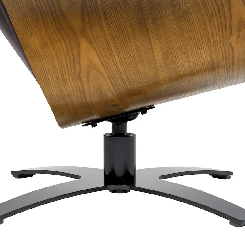 Jovan 31.5 Curved Wood Genuine Leather Recliner Lounge Chair