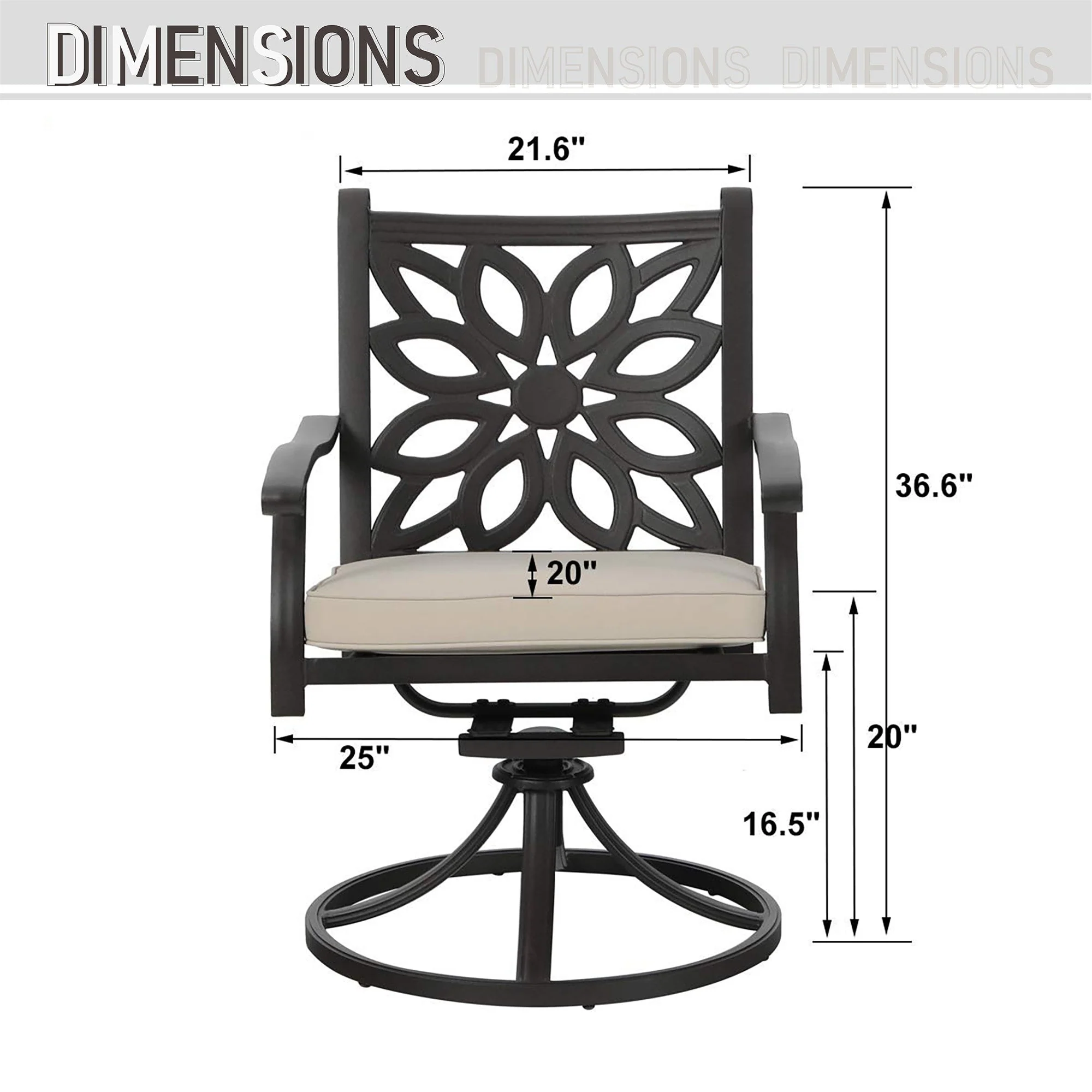 MAISON ARTS Cast Aluminum Dining Chairs/Patio Dining Set with Round Dining Table & 6 Cast Aluminum Patio Chairs