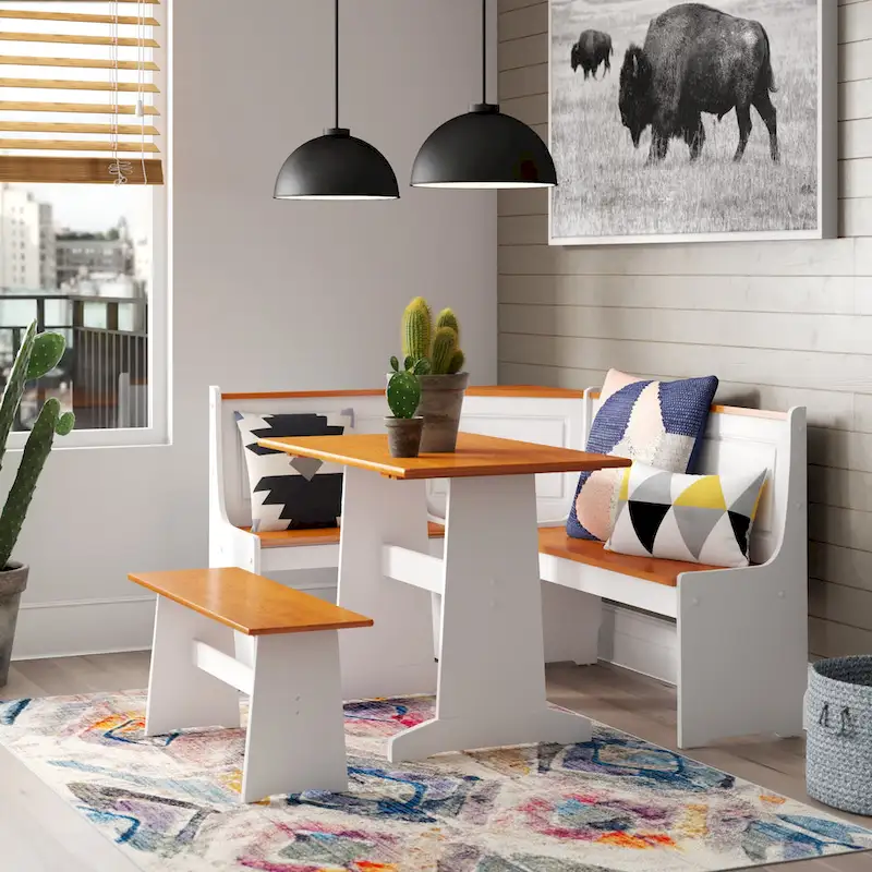 Middlecreek Wood Farmhouse Breakfast Nook Dining Set