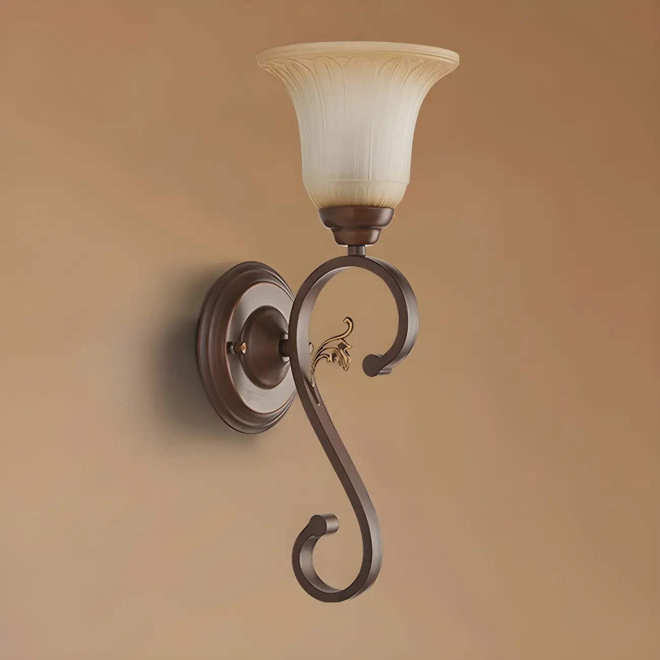 Modern Metal LED Wall Sconce Fixture with Glass Shade