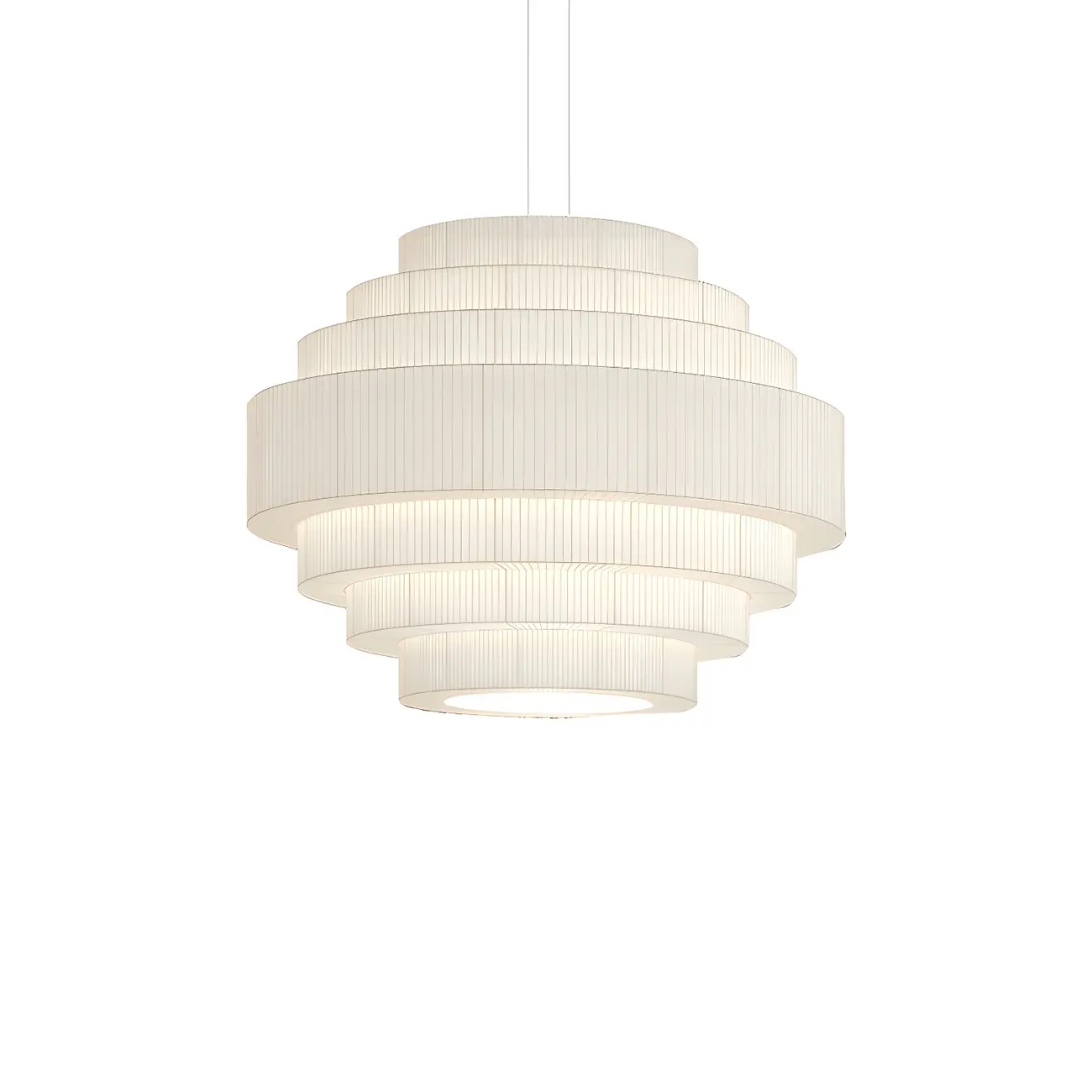 Modern White Geometric Fabric Tiered Chandelier