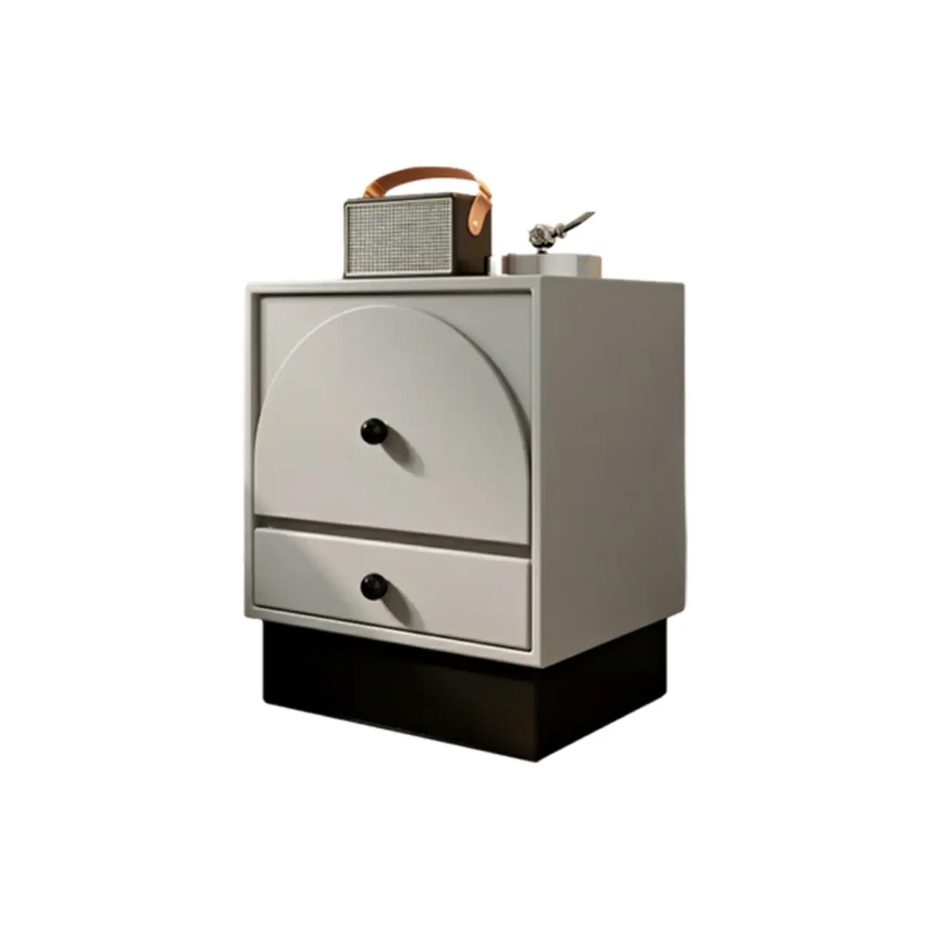 2 Drawers Modern Wood Off-White Nightstand