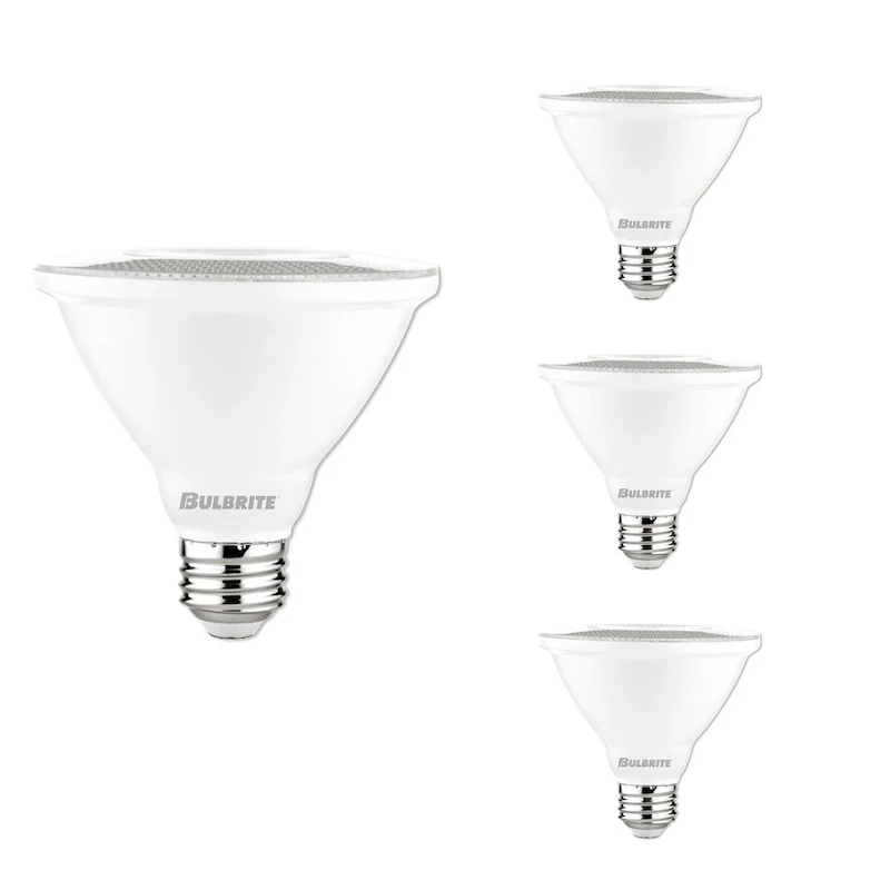 Bulbrite Pack of (4) 10 Watt Dimmable Flood PAR30 Short Neck Medium (E26) LED Light Bulb - Soft White Light