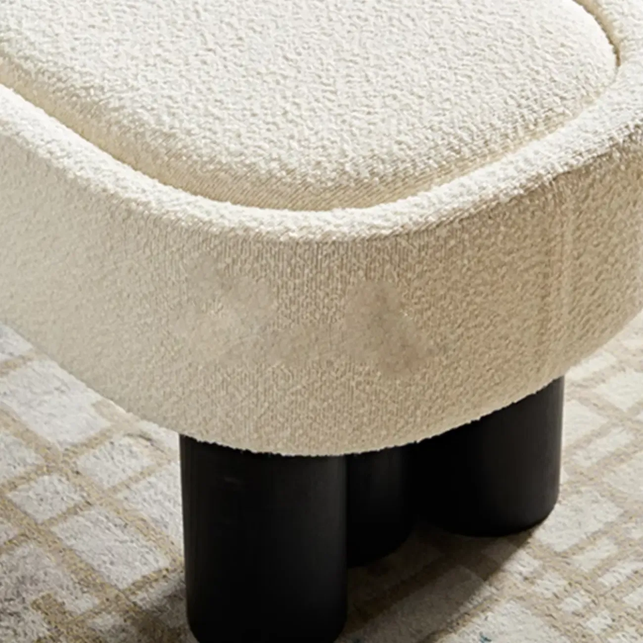 Simple White Upholstered Oval Bedroom Bench