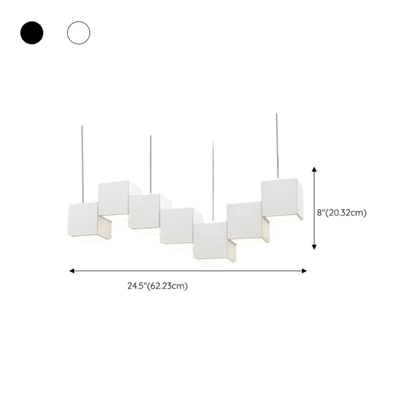 White Cube Modern Island Pendant Light, Adjustable