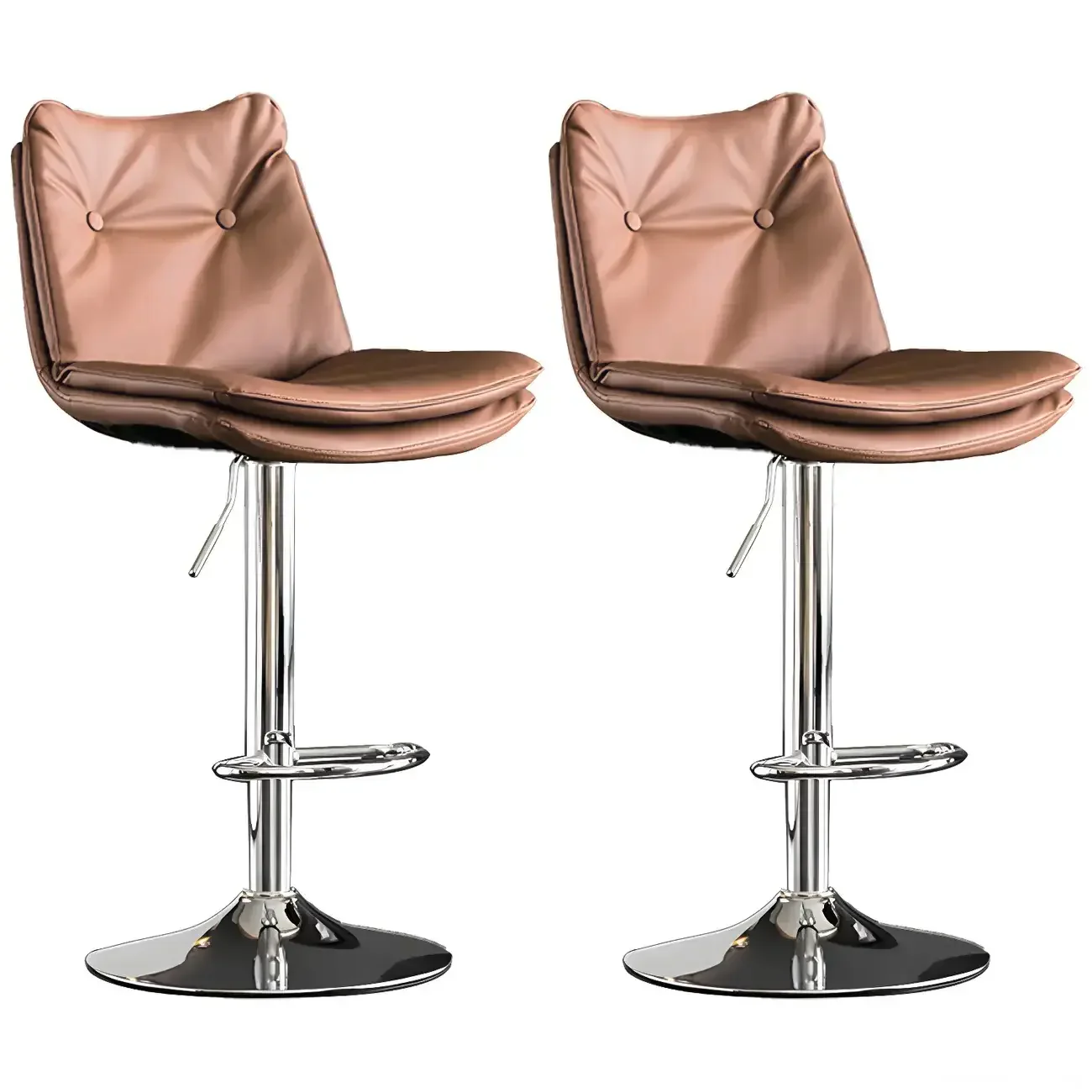 Modern Adjustable Leather Swivel Bar Stools