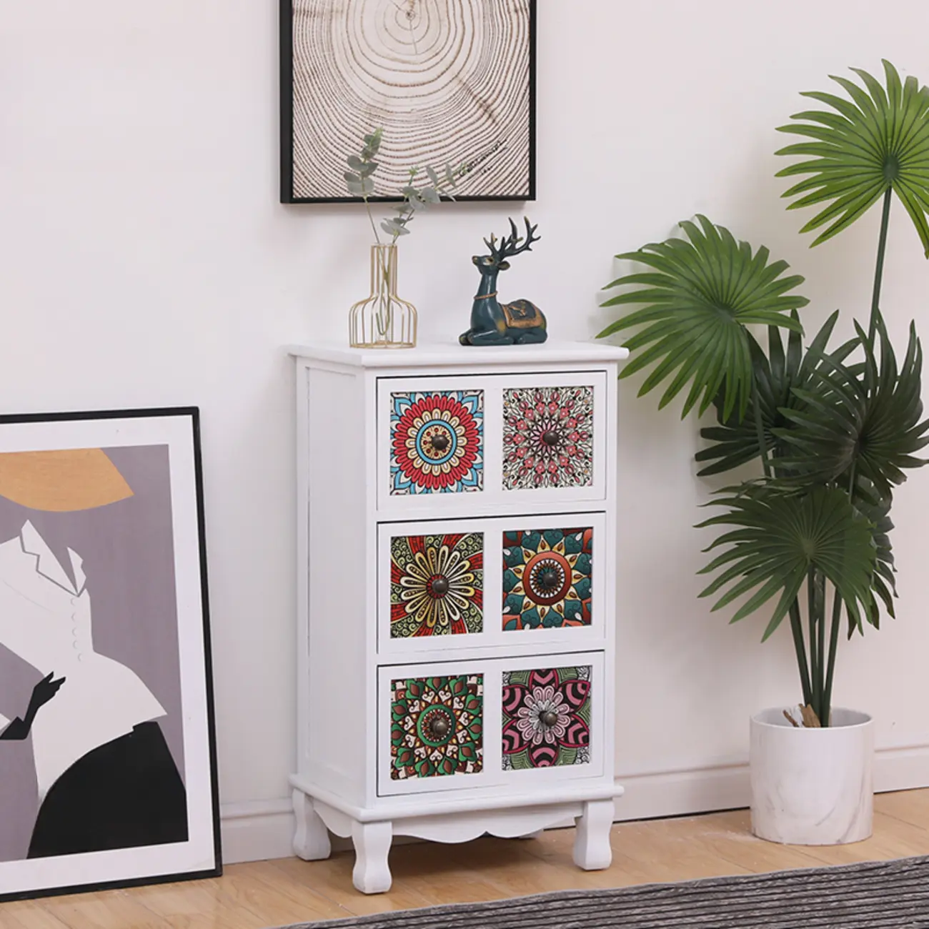 Mid-Century Modern Cabinet with Decorative patterns for Home