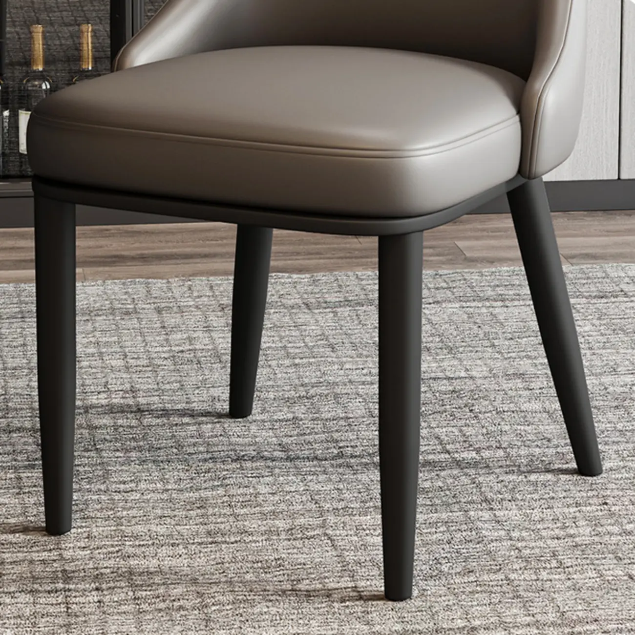 Modern Upholstered Metal Leather Dining Chairs