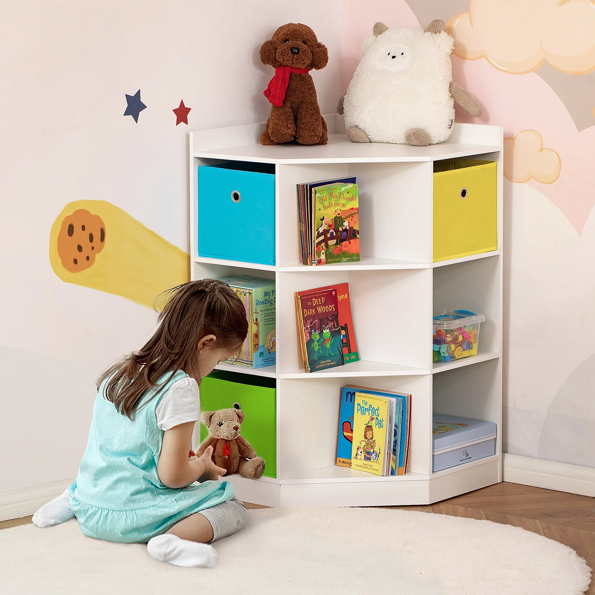 Walker Edison | Kids Corner Cubby Storage Cabinet