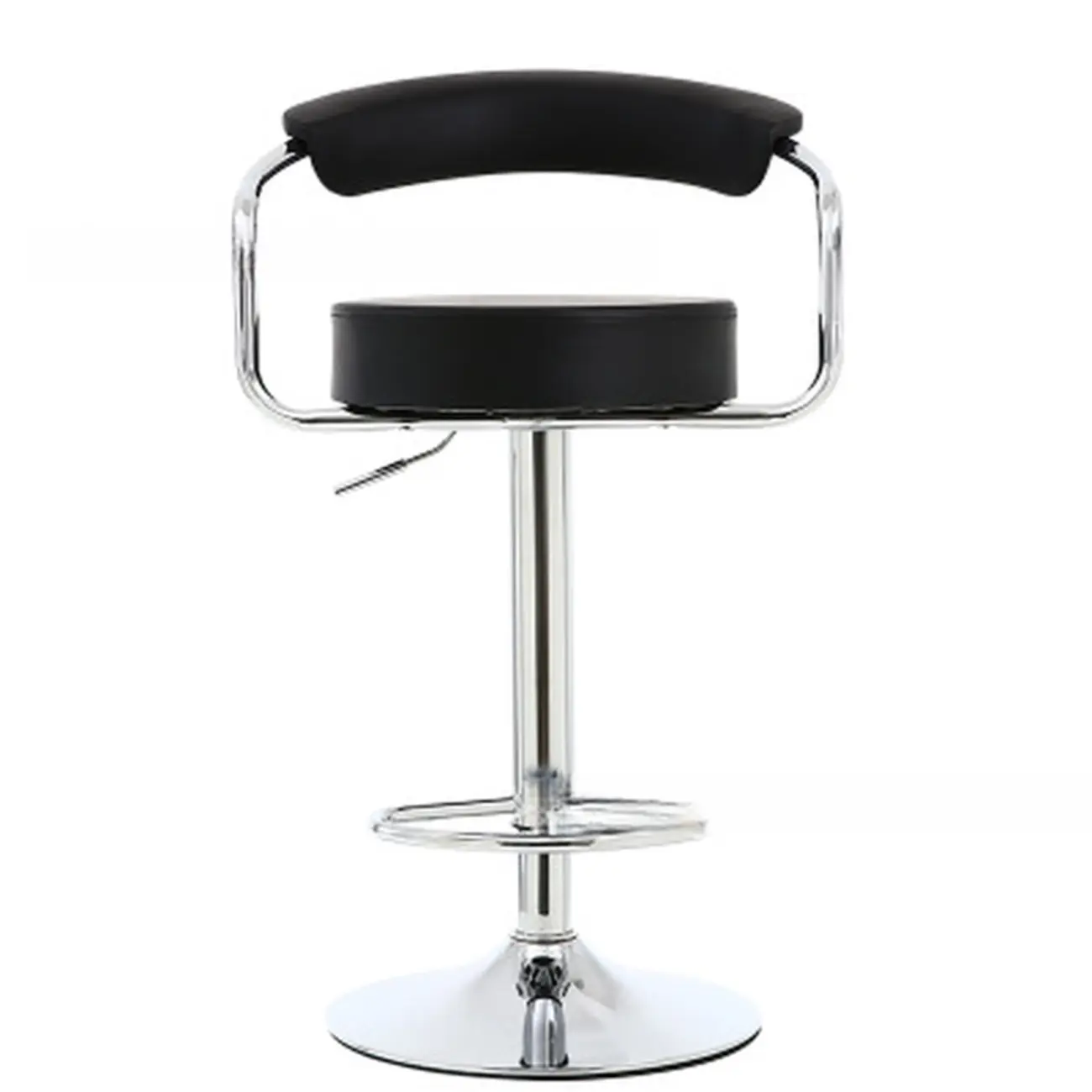Modern Chrome Leather Ergonomic Adjustable Bar Stool