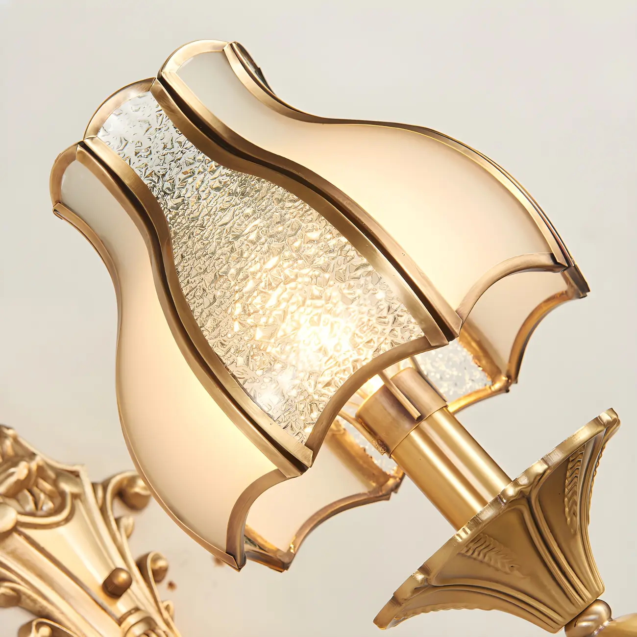 Modern Geometric Gold LED Wall Sconce with Glass Shade