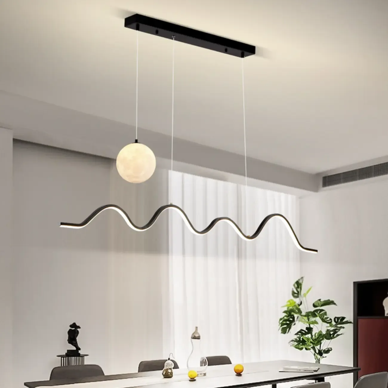 Art Decor Modern 2-Light Wave Pendant Light Multi Diming