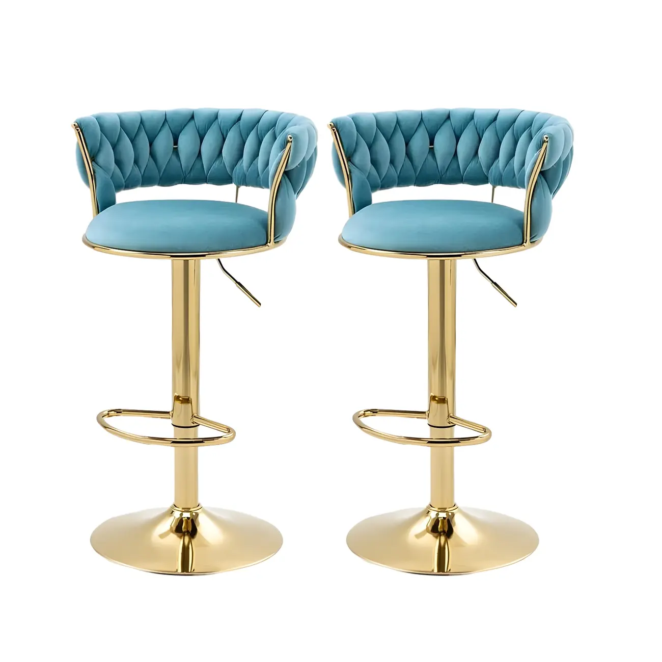 Gold Base Low Back Adjustable Swivel Bar Stool