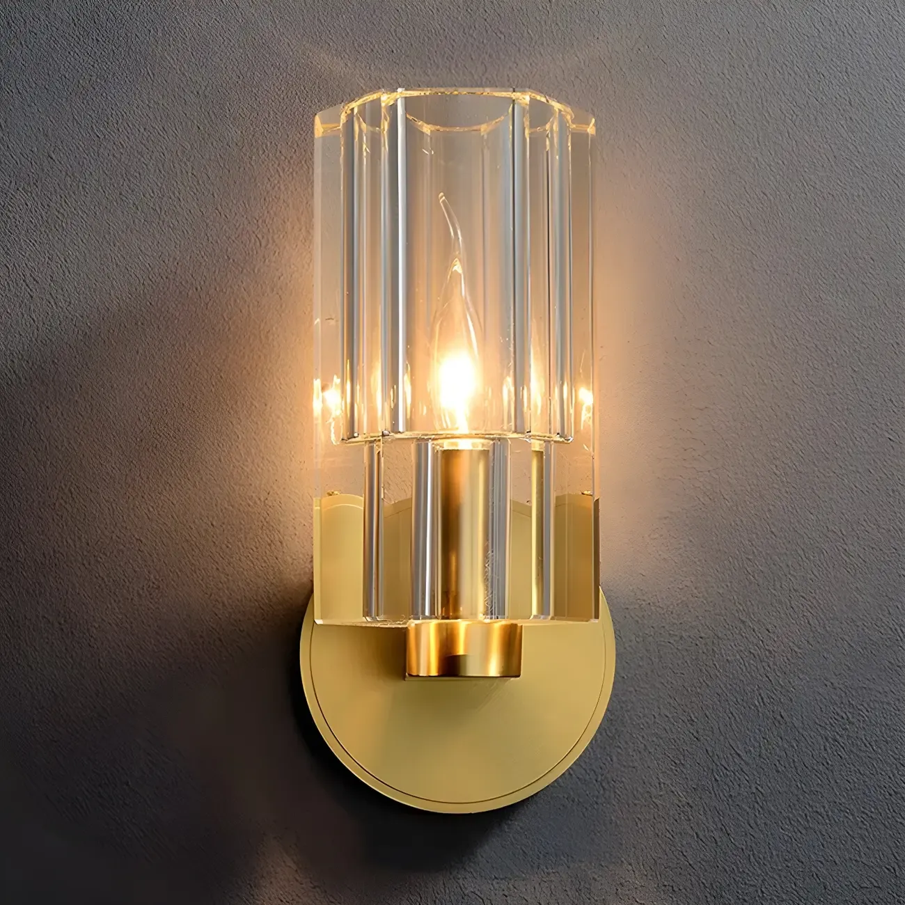 Mini Modern Elegant Gold Up Crystal Cylinder Vanity Light