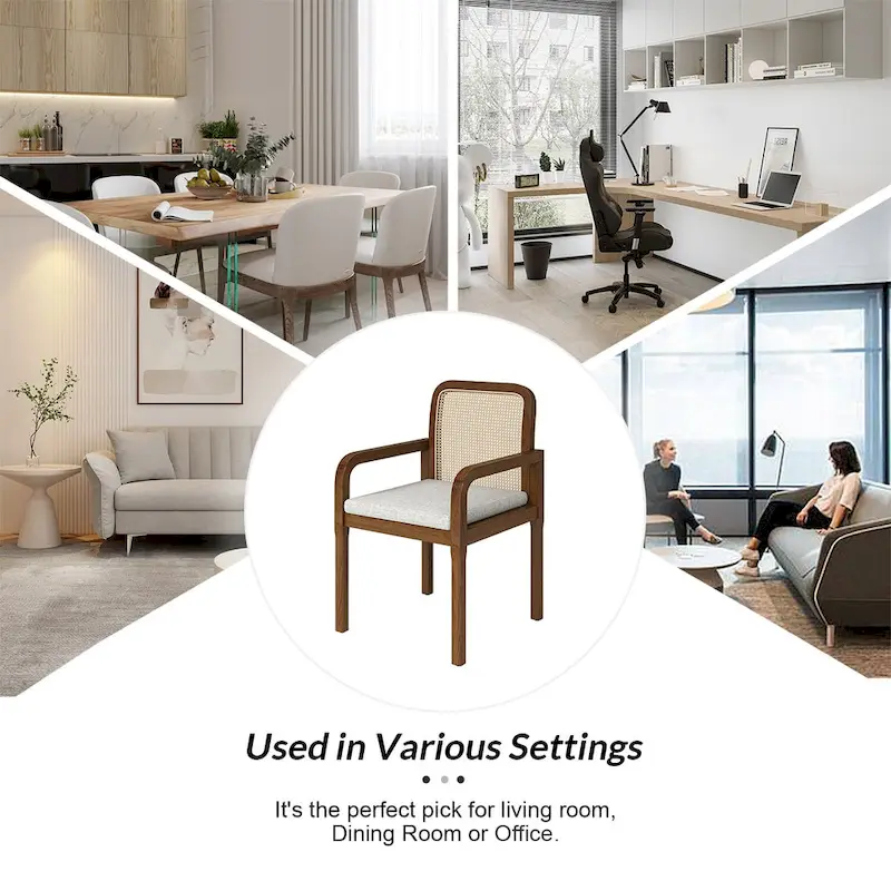 Antoine Modern Ratten Back Dining Chair with Removable Cushion Set of 6 by HULALA HOME