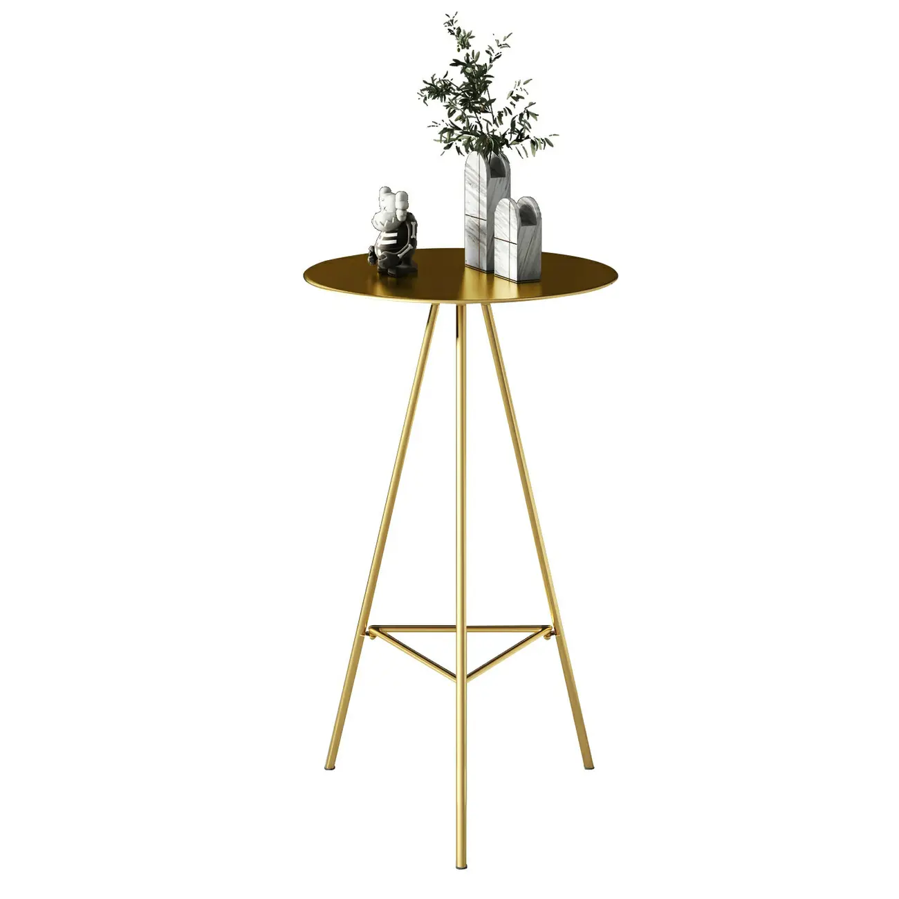 Modern Glam Round Gold Metal Tripod Bar Tables