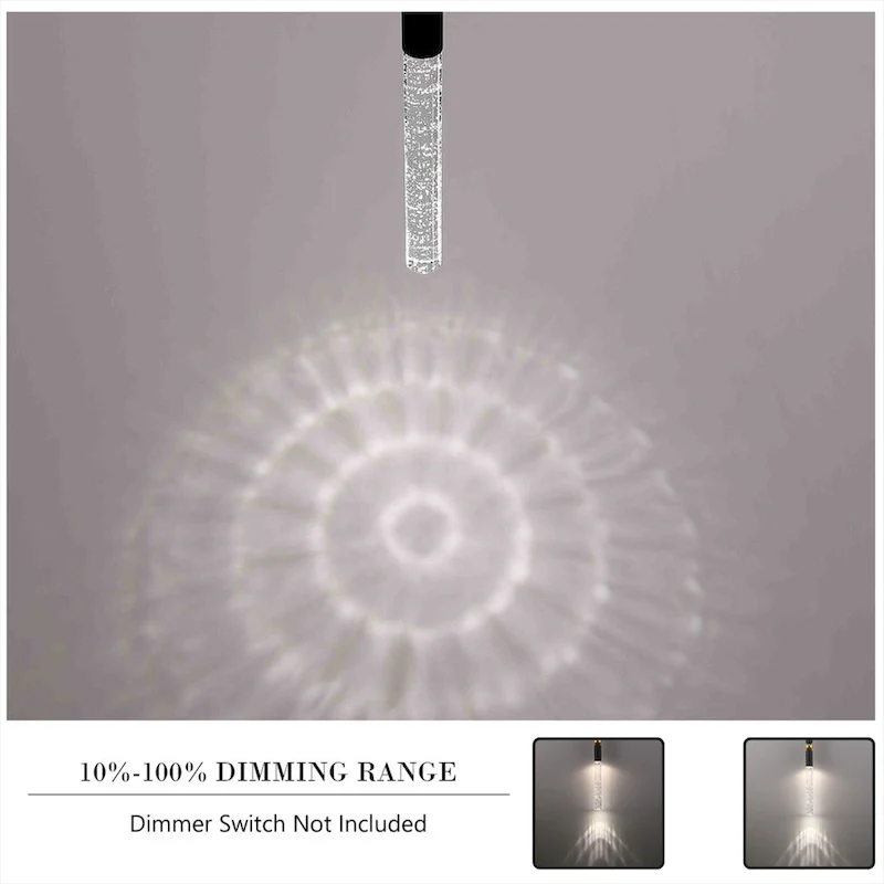 3-Light LED Crystal Pendant Light, Dimmable Ceiling Hanging Light Fixture