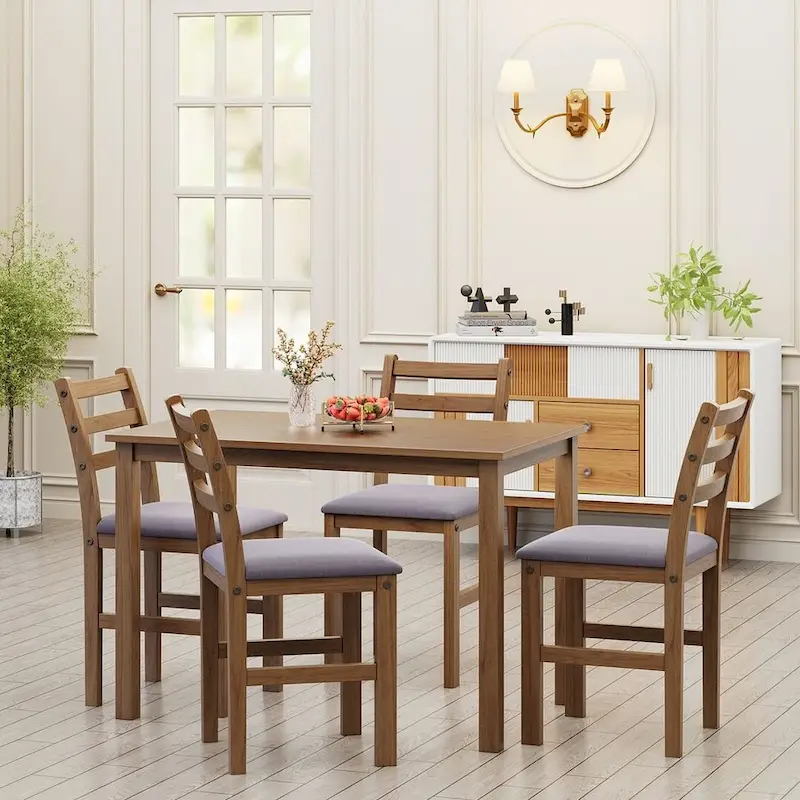 5 PCS Pub Sets Stylish Dining Table Set with 4 Upholstered Chairs