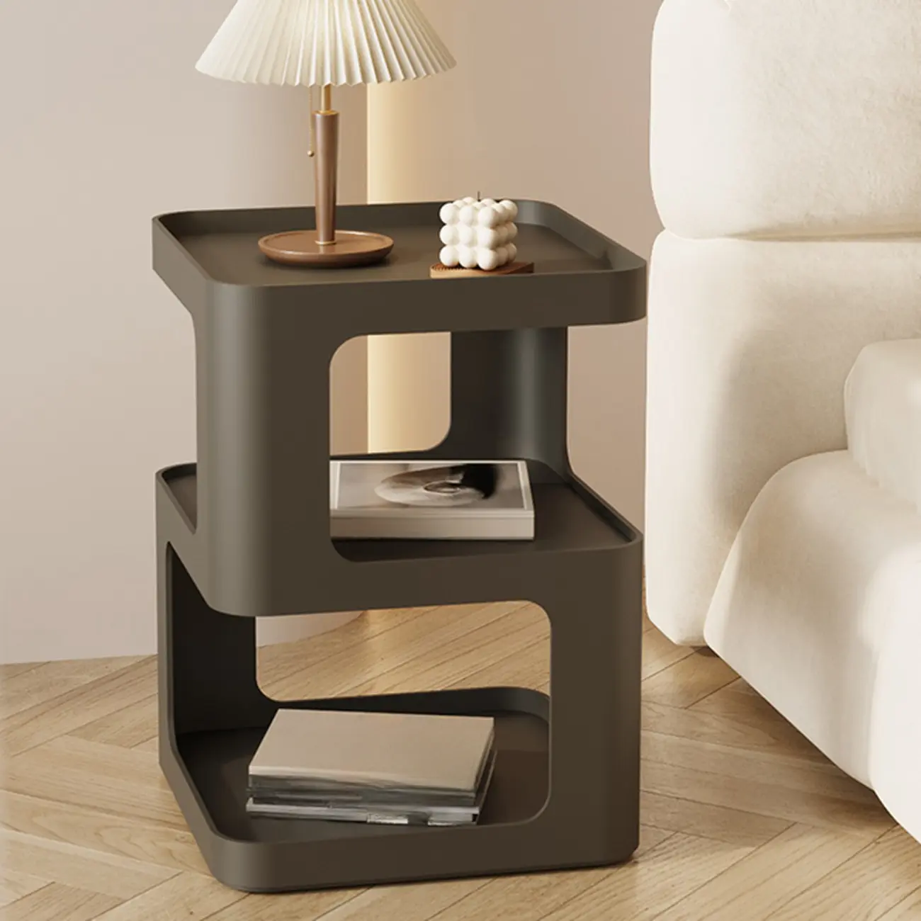 Sleek Chic Metal 2-Level Drawer Nightstand in White/ Black