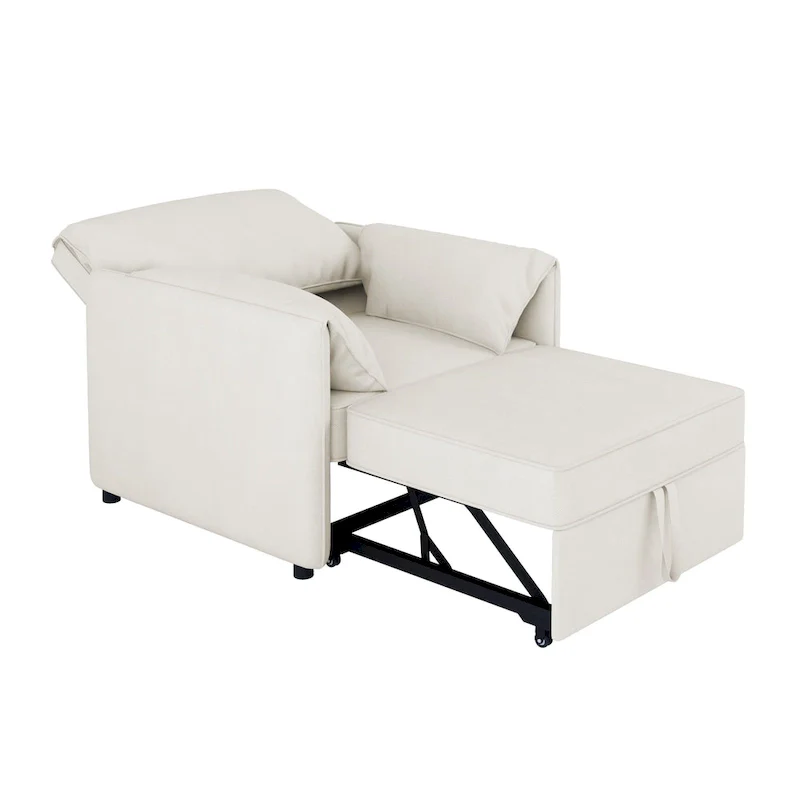 Roomfitters Convertible Sofa Bed, 3 in 1 Sleeper Chair with Adjustable Backrest and Thick Cushions, Linen Frame