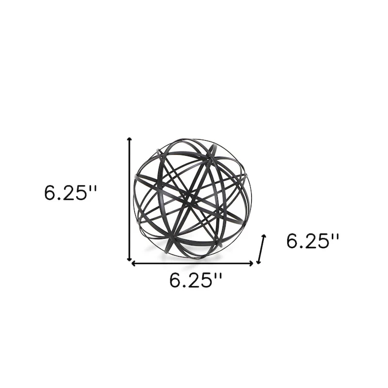 HomeRoots 6  Black Murano Glass Hand Painted Tabletop Sculpture - 6.25' X '6.25' X '6.25