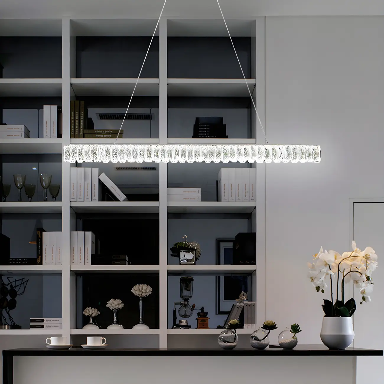 Trendy Modern Crystal Linear Pendant Light