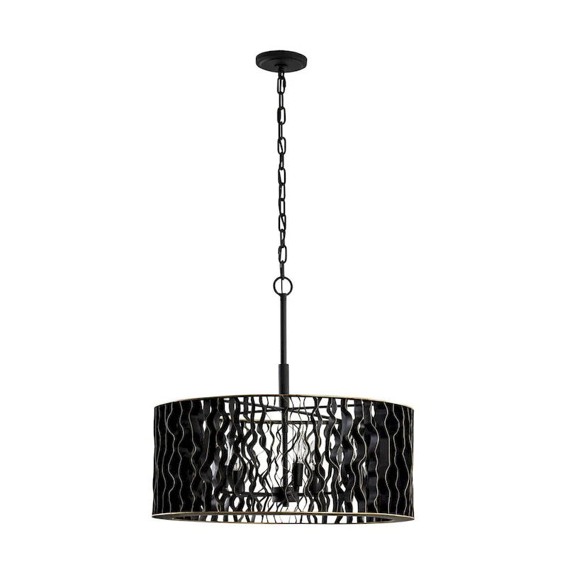Estela 5-Light Pendant - Matte Black/French Gold