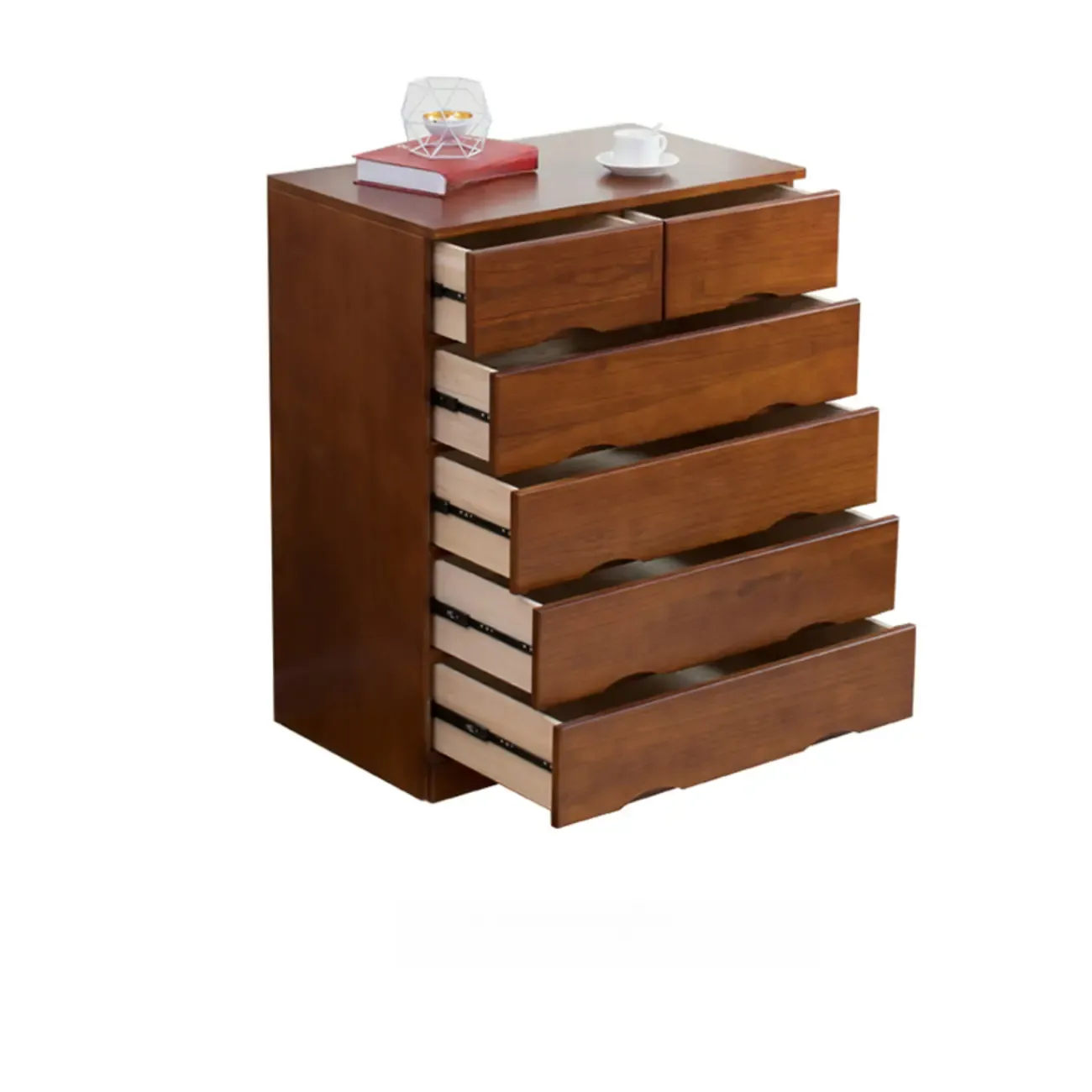 Natural Wood Double Dresser with Lockable Drawer