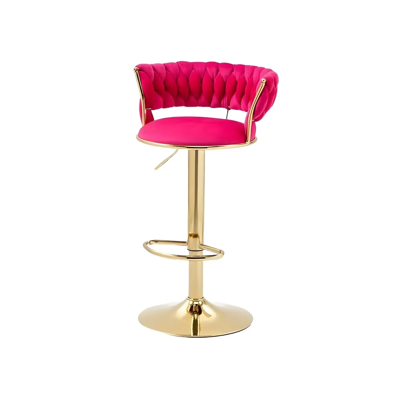 Gold Base Low Back Adjustable Swivel Bar Stool