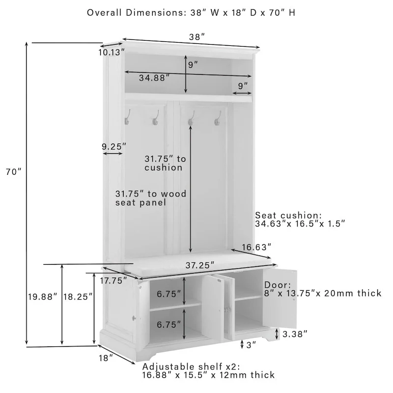 Crosley Holbrook Hall Tree - 18d x 38w x 70h